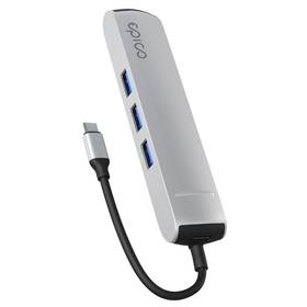 Hub USB Epico 6in1 Slim 8K USB-C/1× USB-C, HDMI, 3× USB 3.0 (9915112100069) Srebrny