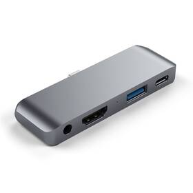 Satechi USB-C Mobile Pro Hub (HDMI 4K,1x Jack 3,5mm,1x USB 3.0,1x USB-C) (ST-TCMPHM) šedý