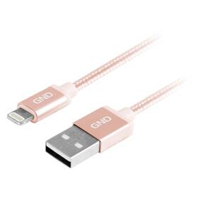 GND USB / lightning MFI, 1m, opletený (LIGHTN100MM06) zlatý
