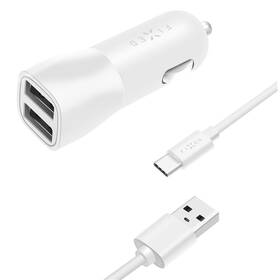 FIXED 2x USB, 15W Smart Rapid Charge + USB-C kabel 1m (FIXCC15-2UC-WH) bílý
