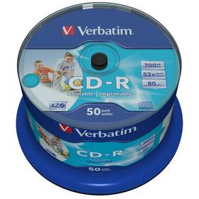Verbatim Printable CD-R DLP 700MB/80min, 52x, 50-cake (43438)