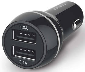 Zasilacz samochodowy Philips DLP2357, 2x USB, 3,1A (DLP2357/10) Czarny