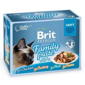 Kapsička Brit Premium Premium Cat Delicate Fillets in Gravy Family Plate 12 x 85g