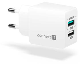 Ładowarka sieciowa Connect IT Fast Charge 2x USB, 3,4A s funkcí rychlonabíjení (CWC-2015-WH) Biała
