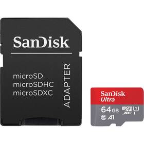 SanDisk Ultra microSDXC 64GB (140R) A1 Class 10 UHS-I + SD adaptér (SDSQUAB-064G-GN6MA)