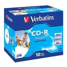 Verbatim Printable CD-R DLP 700MB/80min. 52x, jewel box, 10ks (43325)