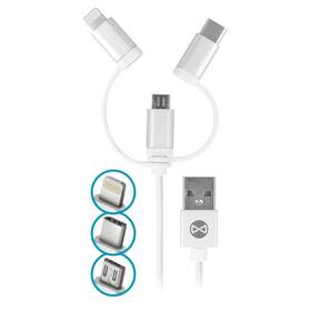 Forever 3v1, USB/Micro USB + Lightning + USB-C, 1m (T_01625) biely