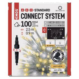 EMOS 100 LED Standard blikajúce - cencúle, 2,5 m, vonkajšie, teplá/studená biela (D1CN01)