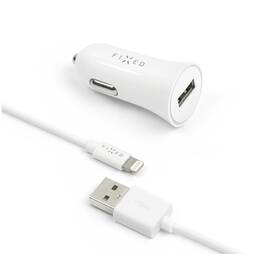 Zasilacz samochodowy FIXED 1x USB, 2,4A + Lightning kabel (FIXCC-UL-WH) Biały