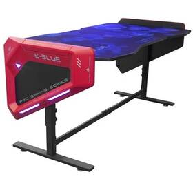 Biurko gamingowe E-Blue 165x88 cm, RGB.Profesjonalne, oświetlone światłem LED (EGT003BKAA-IA) Czarny/Czerwony