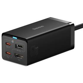 Ładowarka sieciowa Baseus GaN5 Pro, 2x USB-C, USB-A, HDMI, 67W + kabel 1,5m + USB-C kabel 1m (CCGP110201) Czarna