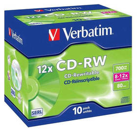 Verbatim CD-RW 700MB/80 min. 8-12x, jewel box,10ks (43148)
