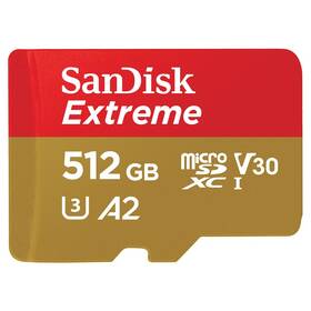 SanDisk Micro SDXC Extreme 512GB UHS-I U3 (190R/130W) + adapter (SDSQXAV-512G-GN6MA)