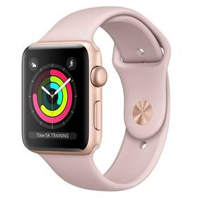 Chytré hodinky Apple Watch Series 3 GPS 42mm pouzdro ze zlatého hliníku - pískově růžový sportovnm řemínek (MQL22CN/A)