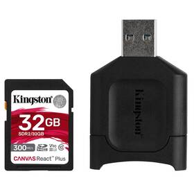 Kingston Canvas React Plus SDHC 32GB UHS-II U3 (300R/260W) + čtečka (MLPR2/32GB )