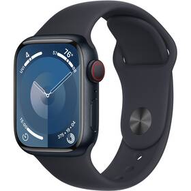 Apple Watch Series 9 GPS + Cellular 41mm pouzdro z temně inkoustového hliníku - temně inkoustový sportovní řemínek - S/M (MRHR3QC/A)