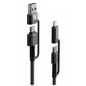 Swissten Kevlar 4v1, USB-C/USB, USB-C/Lightning, 1,5 m (74501101) antracitový
