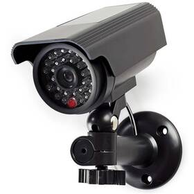 Maketa zabezpečovacej kamery Nedis s blikajúce LED, bullet, IP44, vonkajšie (DUMCBS10BK)