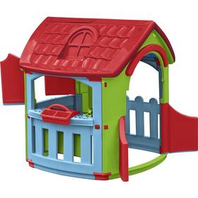 Domek dla dzieci Marian Plast kolorowy, z warsztatem dla majsterkowiczów Czerwony/Niebieski/Zielony