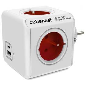 CubeNest Powercube Original USB PD 20W, USB, USB-C, 4x zásuvka (PC220RD) biela/červená
