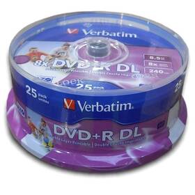 Verbatim DVD+R DualLayer, 8,5GB, 8x, printable, 25cake (43667)