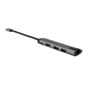 USB Hub Verbatim USB-C/2xUSB 3.0, HDMI, RJ45 (49141) sivý