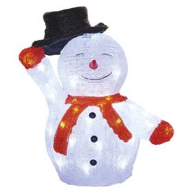 EMOS 40 LED vánoční sněhulák s kloboukem, 36 cm, venkovní i vnitřní, studená bílá, časovač (DCFC18)