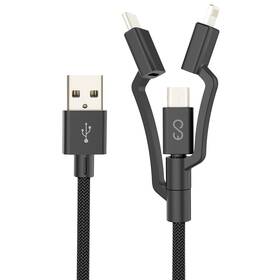 Epico 3v1 USB/USB-C, Lightning, Micro USB, 1,2m (9915111300013) černý