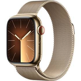 Inteligentny zegarek Apple Watch Series 9 GPS + Cellular 45mm pouzdro ze zlaté nerezové oceli - zlatý milánský tah (MRMU3QC/A)