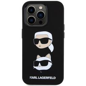 Karl Lagerfeld Liquid Silicone Karl and Choupette Heads na Apple iPhone 15 Pro (KLHCP15LSDHKCNK) černý