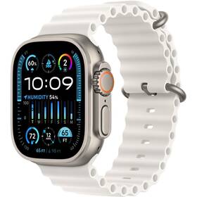 Apple Watch Ultra 2 GPS + Cellular, 49mm pouzdro z titanu - bílý oceánský řemínek (MREJ3CS/A)