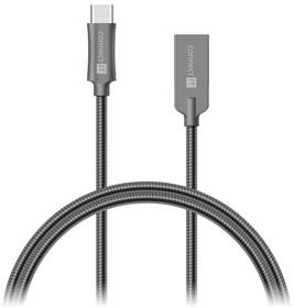 Connect IT Wirez Steel Knight USB/USB-C, oceľový, opletený, 1m (CCA-5010-AN) sivý
