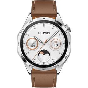Huawei Watch GT 4 46mm - Silver + Brown Strap (55020BGW)