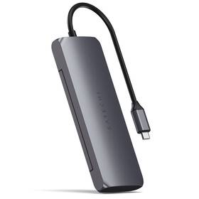 Satechi Aluminium USB-C Hybrid Multiport adapter (SSD, HDMI 4K, 2 x USB-A, USB-C) - Space Grey (ST-UCHSEM) (lehce opotřebené 8801759375)