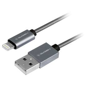 GoGEN USB / lightning, 1m, ocelový, opletený (LIGHTN100MM22) Titanium