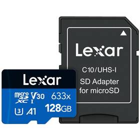 Lexar 633x microSDXC 128GB UHS-I (100R/45W) C10 A1 V30 U3 + adaptér (LSDMI128BB633A)