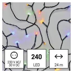 EMOS 240 LED řetěz, 24 m, venkovní i vnitřní, multicolor, časovač (D4AM05)