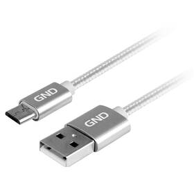 GND USB / micro USB, 1m, opletený (MICUSB100MM08) Titanium
