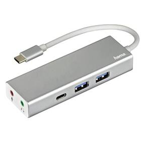 Hama USB-C/2x USB, USB-C, Jack 3,5mm (135758) stříbrný (lehce opotřebené 8802143311)