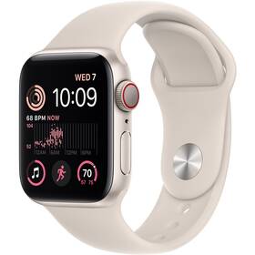 Apple Watch SE 2022 GPS + Cellular 44mm puzdro z hviezdne bieleho hliníka - hviezdne biely športový remienok (MNPT3CS/A)