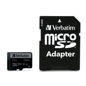 Verbatim Pro microSDHC 32GB UHS-I V30 U3 (90R/45W) + adaptér (47041)