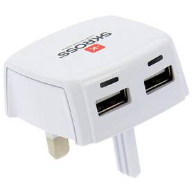 SKROSS pro UK, 2100mA, 2x USB výstup (DC10UK) bílý