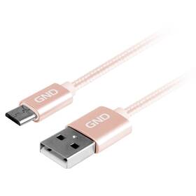 Kábel GND USB / micro USB, 2m, opletený (MICUSB200MM06) zlatý