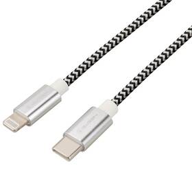 GoGEN USB-C / Lightning, 1m, opletený (USBC8P100MM24) stříbrný