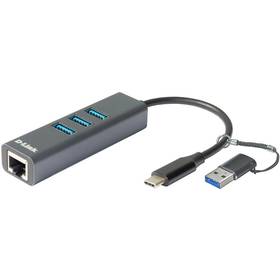Karta sieciowa D-Link USB-C/USB 3.0  na Gigabit ethernet a 3x USB 3.0 (DUB-2332)