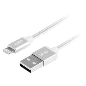 GND USB / lightning MFI, 1m, opletený (LIGHTN100MM05) strieborný