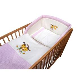Pościel do łóżeczka dla dziecka Cosing De LUXE design včelka - růžový lem