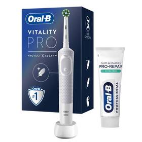 Oral-B Vitality PRO Protect X D103 White + zubní pasta PRO-REPAIR 75 ml