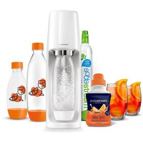 Syfon SodaStream Spirit White ITALIAN SPRITZ + Szklanki+Butelki+Sok+Butelki Biały