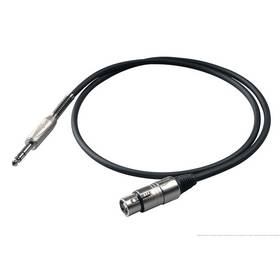 Kabel Proel XLR/6,3mm Jack, F/M, bulk, 5m Czarny